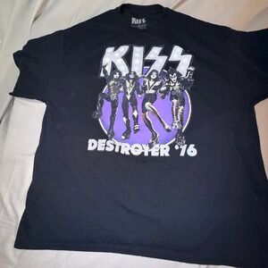 KISS Destroyer 76 Graphic T-Shirt Mens XL Black Excellent Rock Band Tee 2021